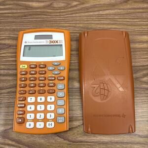 Calculator Orange Texas Instruments TI-30X IIS 2-Line Tested Works w/ Cover
